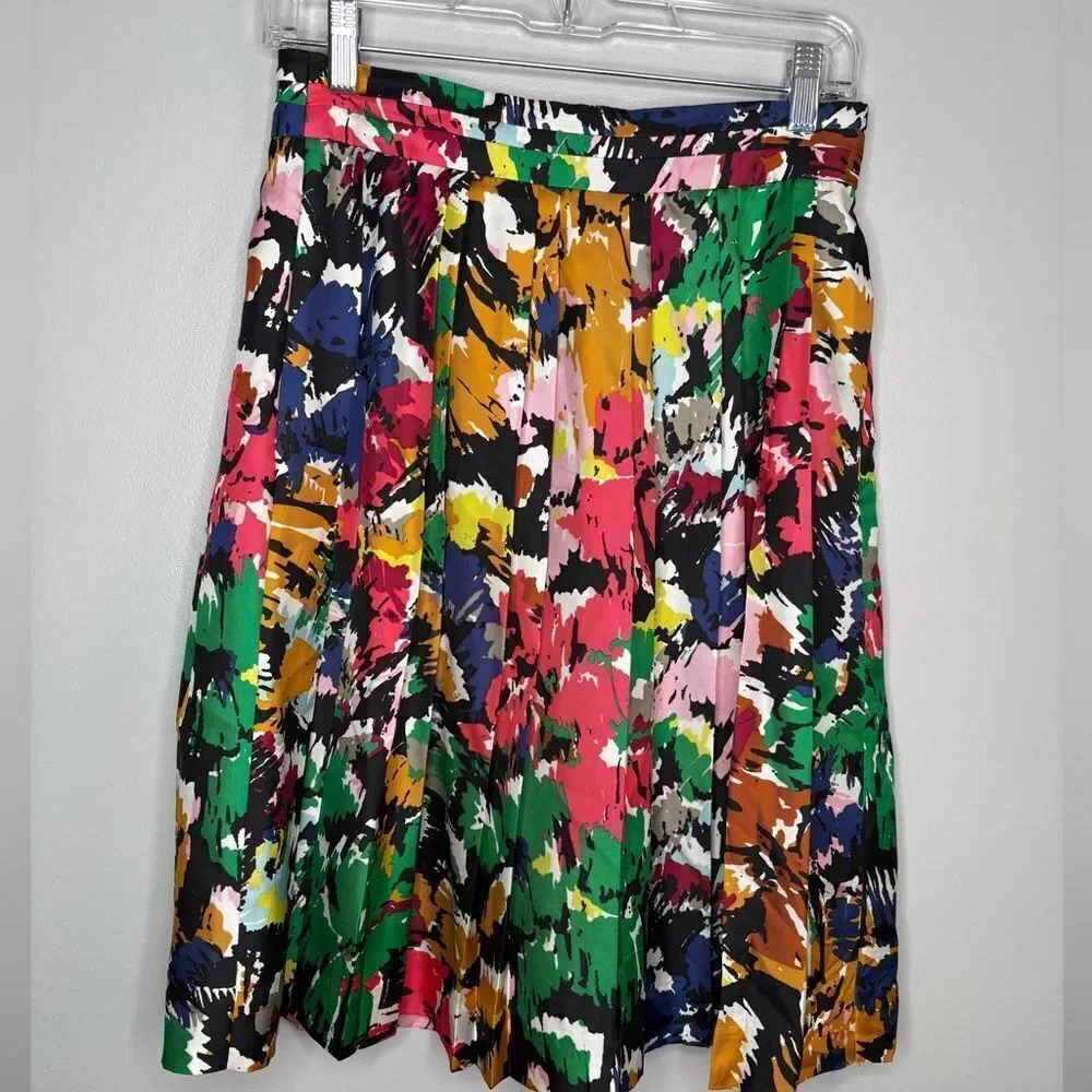 J.Crew Silk Pleated Midi Skirt
